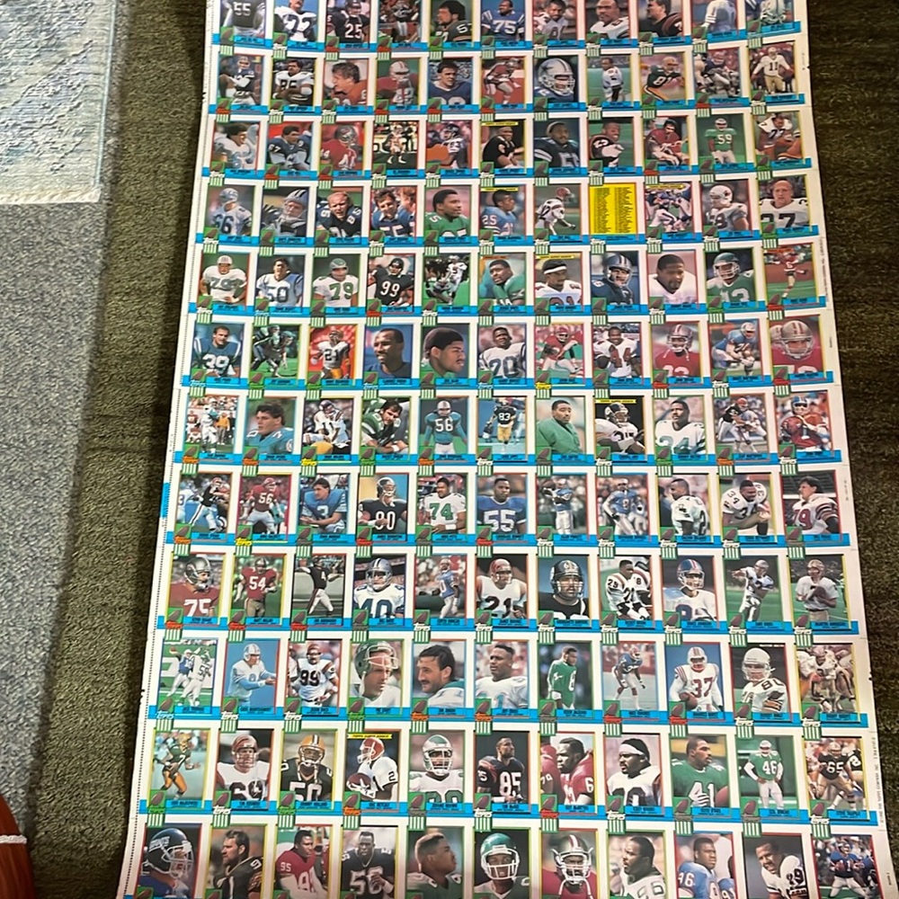 Vintage 1990 Topps FOOTBALL Uncut Sheet of Cards